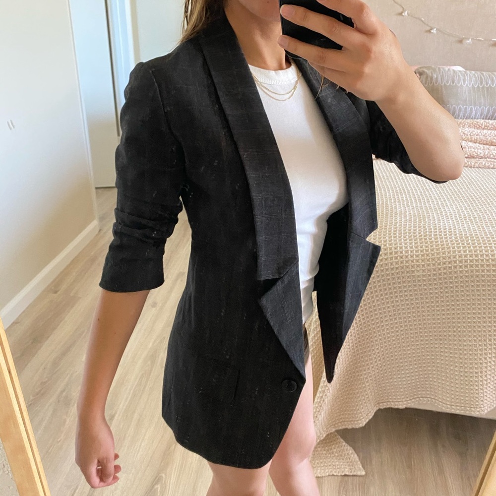 Plaid Gray Boyfriend Blazer